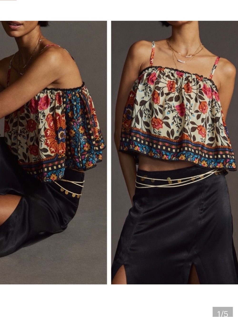 Farm Rio Printed Strappy Blouse‎ Size Medium Floral